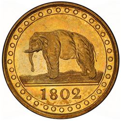 CEYLON: George III, 1796-1820, gilt AE 1/96 rixdollar, 1802. PCGS PF64