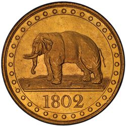 CEYLON: George III, 1796-1820, gilt AE 1/48 rixdollar, 1802. PCGS PF64