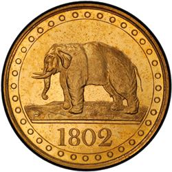 CEYLON: George III, 1796-1820, gilt AE 1/48 rixdollar, 1802. PCGS PF64