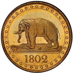 CEYLON: George III, 1796-1820, gilt AE 1/48 rixdollar, 1802. PCGS PF64
