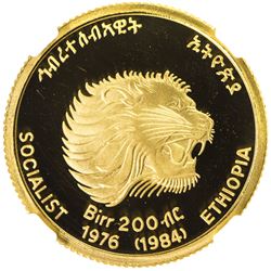 ETHIOPIA: Peoples Democratic Republic, 1974-, AV 200 birr, 1984. NGC PF66