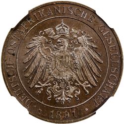 GERMAN EAST AFRICA: Wilhelm II, 1891-1918, AE pesa, 1891. NGC MS65