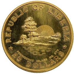 LIBERIA: Republic, AV 25 dollars, 1965-B, KM-21, Fr-3, AGW 0.6746, William V. S. Tubman, UNC