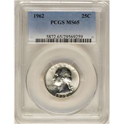 1962 Washington Quarter Coin PCGS MS65