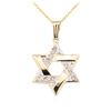 Image 2 : 14KT Yellow Gold 0.12 ctw Diamond Star of David Pendant with Chain