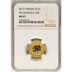 2015 Canada $10 Polar Bear Gold Coin NGC MS67