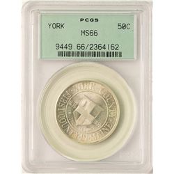 1936 York Bicentennial Commemorative Half Dollar Coin PCGS MS66 Old Green Holder