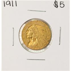1911 $5 Indian Head Half Eagle Gold Coin
