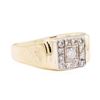Image 1 : 14KT Yellow and White Gold 0.50 ctw Men's Square Top Ring