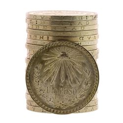 Roll of (20) Brilliant Uncirculated 1932-1940 Mexico Un Peso Silver Coins