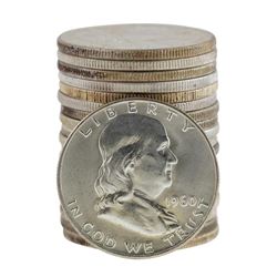 Roll of (20) Brilliant Uncirculated 1960-D Franklin Half Dollar Coins