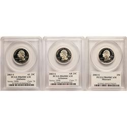 Set of (3) 2003-S Proof State Quarter Coins PCGS PR69DCAM