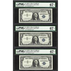 Lot of (3) Consecutive 1957A $1 Silver Certificate Notes PMG Superb Gem Unc 67EP