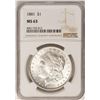 Image 1 : 1881 $1 Morgan Silver Dollar Coin NGC MS63