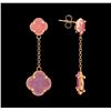 Image 2 : 14KT Rose Gold Ladies Pink Quartz Four Leaf Clover Earrings