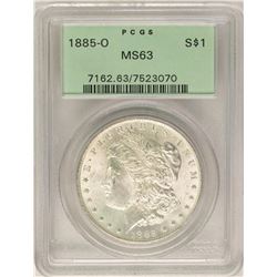 1885-O $1 Morgan Silver Dollar Coin PCGS MS63 Old Green Holder