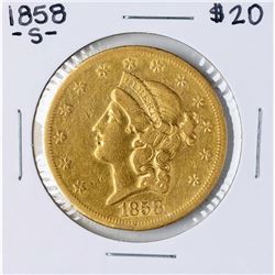 1858-S $20 Liberty Head Double Eagle Gold Coin