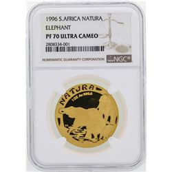 1996 South Africa Natura Elephant 1 oz Gold Coin NGC PF70 Ultra Cameo