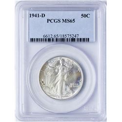 1941-D Walking Liberty Half Dollar Coin PCGS MS65