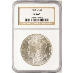 1881-S $1 Morgan Silver Dollar Coin NGC MS66