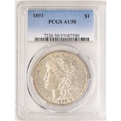 1893 $1 Morgan Silver Dollar Coin PCGS AU50