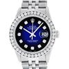 Image 1 : Rolex Men's Stainless Steel Blue Vignette 3 ctw Diamond Datejust Wristwatch