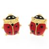 Image 1 : 14k Yellow Gold Red & Black Enamel Petite Lady Bug Post Stud Earrings