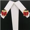Image 2 : 14k Yellow Gold Red & Black Enamel Petite Lady Bug Post Stud Earrings