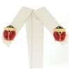 Image 5 : 14k Yellow Gold Red & Black Enamel Petite Lady Bug Post Stud Earrings