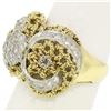 Image 2 : 18K Two Tone Gold 0.45 ctw Single Cut Diamond Open Work Dome Cocktail Ring