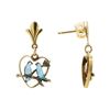 Image 2 : Blue Enameled Bird Earrings - 14KT Yellow Gold