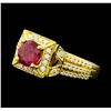 Image 1 : 1.02 ctw Ruby And Diamond Ring - 18KT Yellow Gold