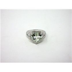 New 3.02 CTW Green Amethyst & Diamond Ring
