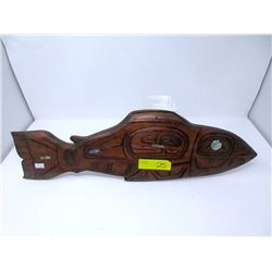 Carved Wood Plaque by Greg Whitesall - "Salmon"