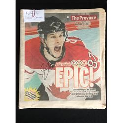 2010 THE PROVINCE NEWSPAPER SIGNED BY SIDNEY CROSBY (TEAM CANADA GOLD MEDAL)