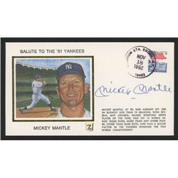 MICKEY MANTLE SIGNED CACHET NY YANKEES COLLAGE (JSA LOA)