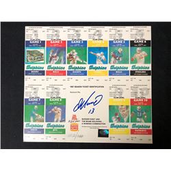 LIMITED EDITION DAN MARINO AUTOGRAPHED MIAMI DOLPHINS HOME GAME TICKET IDENTIFICATION SHEET (1987)