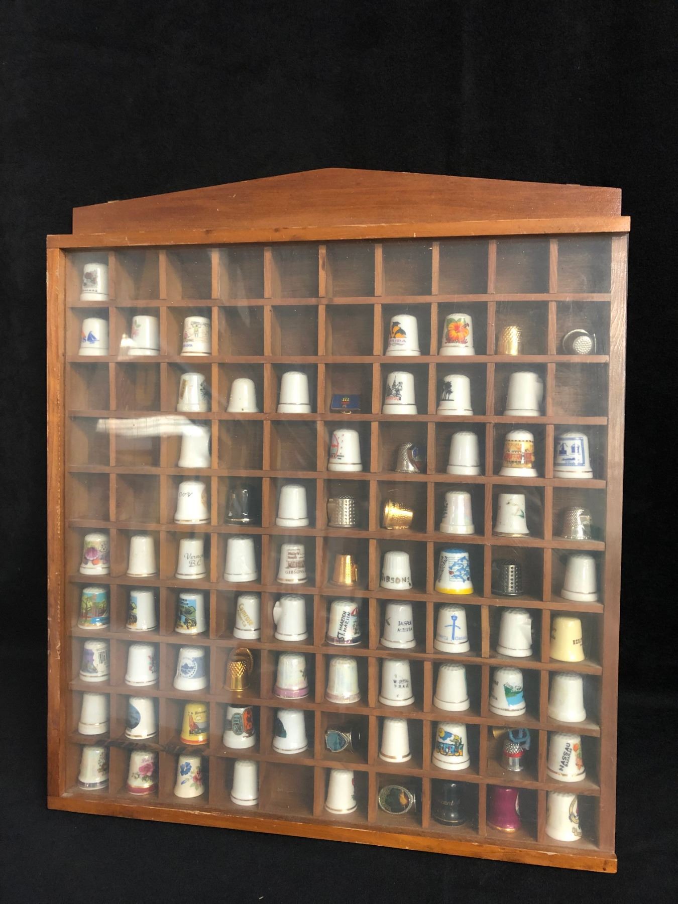 Small Miniature Thimble Display Case Cabinet Holder Wall Rack