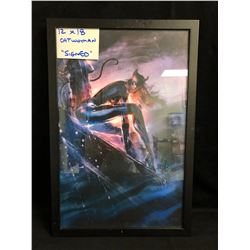 CAT WOMAN 12 X 18 FRAMED PRINT (SIGNED BY ARTIST)