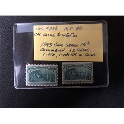 15 Cents US Stamp Scott #238 Columbus Announcing His Discovery 1893 (2 STAMPS)