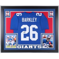 Saquon Barkley Signed New York Giants 35x43 Custom Framed Jersey (JSA COA)