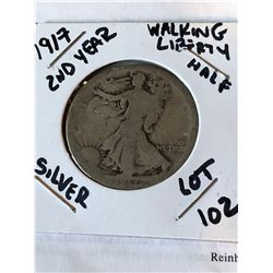 1917 2nd Year Walking Liberty Silver Half Dollar