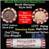 Image 1 : Mixed small cents 1c orig shotgun roll, 1857 Flying Eagle Cent, 1899 Indian Cent other end