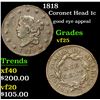 Image 1 : 1818 Coronet Head Large Cent 1c Grades vf+
