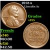Image 1 : 1912-s Lincoln Cent 1c Grades vf+