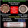 Image 1 : Mixed small cents 1c orig shotgun roll, 1892 Indian, 1918-d Wheat Cent other end