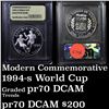 Image 1 : 1994-s World Cup Modern Commem Dollar $1 Graded GEM++ Proof Deep Cameo By USCG