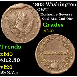 1863 Washington Civil War Token 1c Grades xf