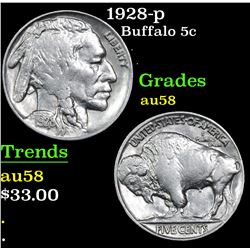 1928-p Buffalo Nickel 5c Grades Choice AU/BU Slider