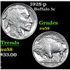 1928-p Buffalo Nickel 5c Grades Choice AU/BU Slider